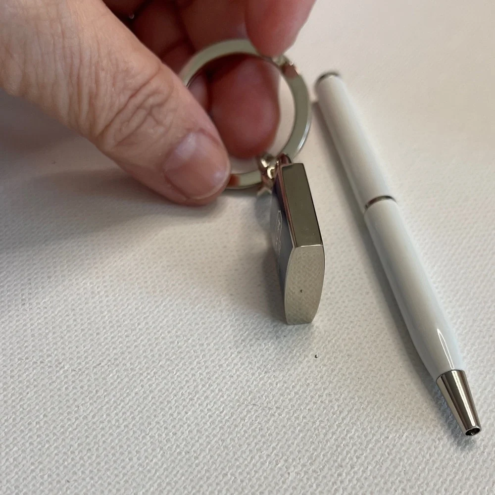 Coach Silver and Blue Keychain with White Coach Pen - Picture 3 of 6